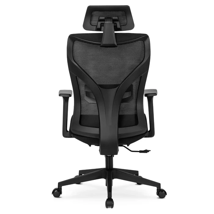 Fotel Biurowy Ergonomiczny Obrotowy SPIRAL Czarny z Zagłówkiem do Pracy