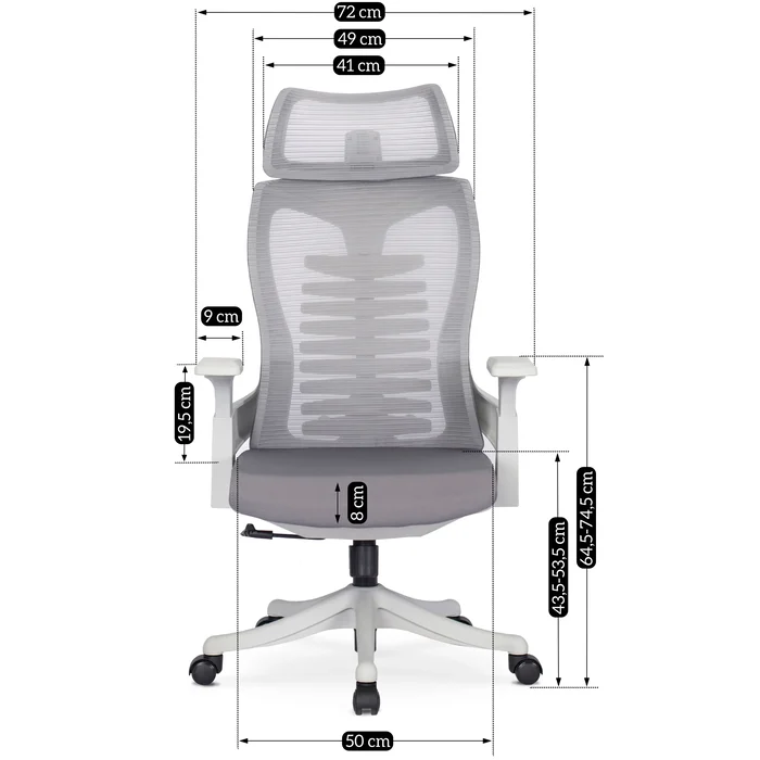 Fotel Biurowy Ergonomiczny Obrotowy CARET 2 Wentylowany Szary Nowoczesny
