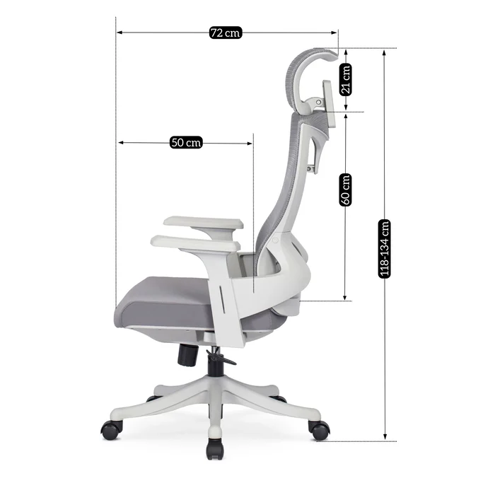 Fotel Biurowy Ergonomiczny Obrotowy CARET 2 Wentylowany Szary Nowoczesny