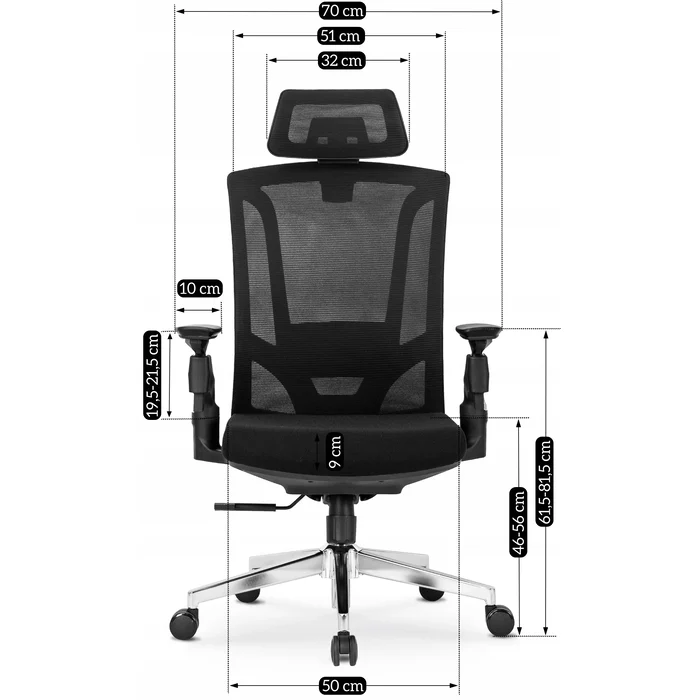Fotel Biurowy Ergonomiczny Obrotowy WILLY Czarny Nowoczesny