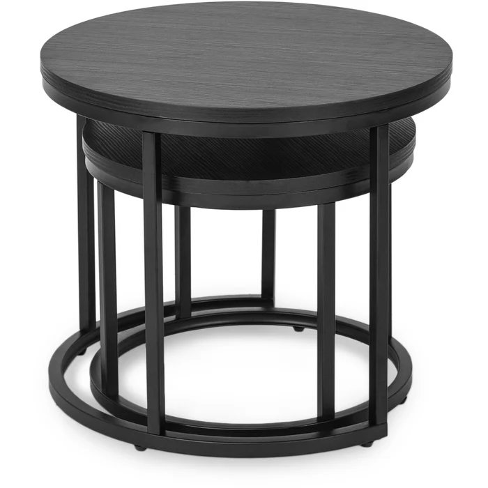 Zestaw Stolik&oacute;w Kawowych MANU 43 cm/53 cm Czarny Nowoczesny Loft
