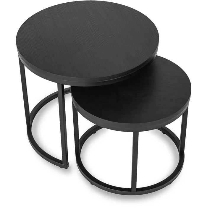 Zestaw Stolik&oacute;w Kawowych MANU 43 cm/53 cm Czarny Nowoczesny Loft