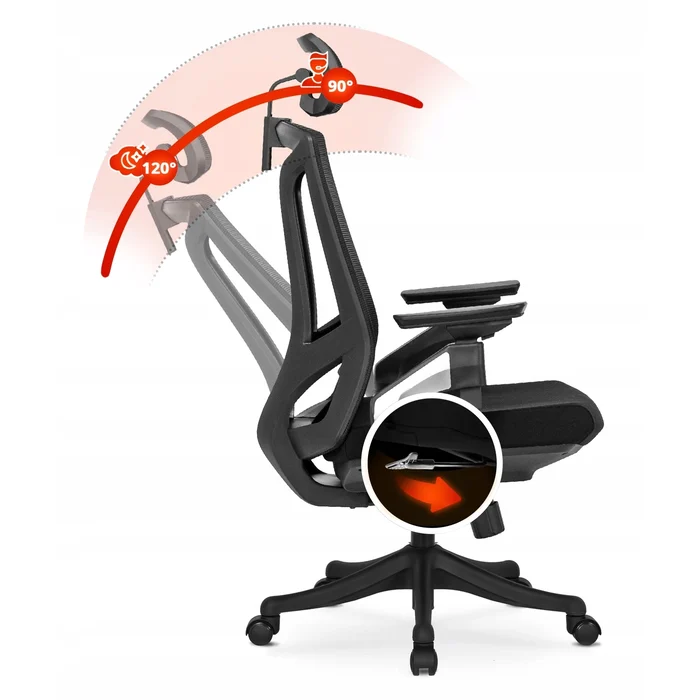 Fotel Biurowy Ergonomiczny Obrotowy WILLY Czarny Nowoczesny