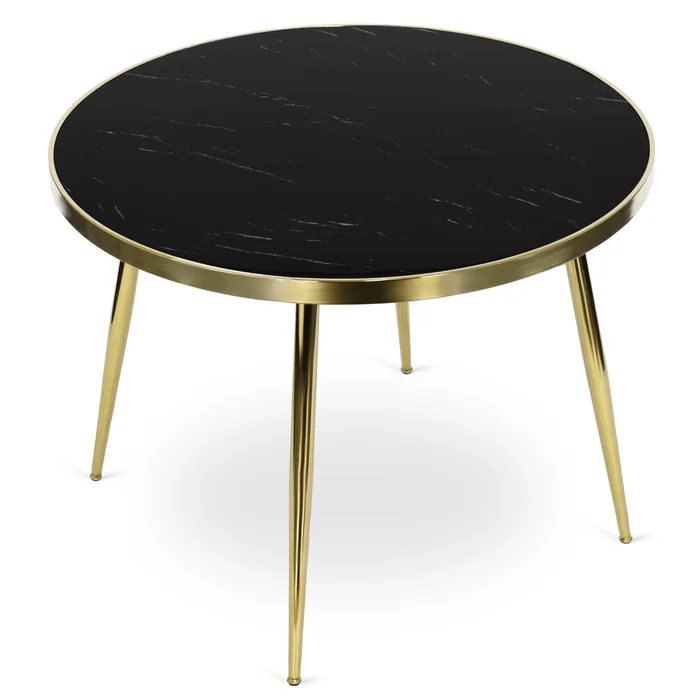Stół Okrągły TINGA 100 cm Czarny/Złoty Glamour