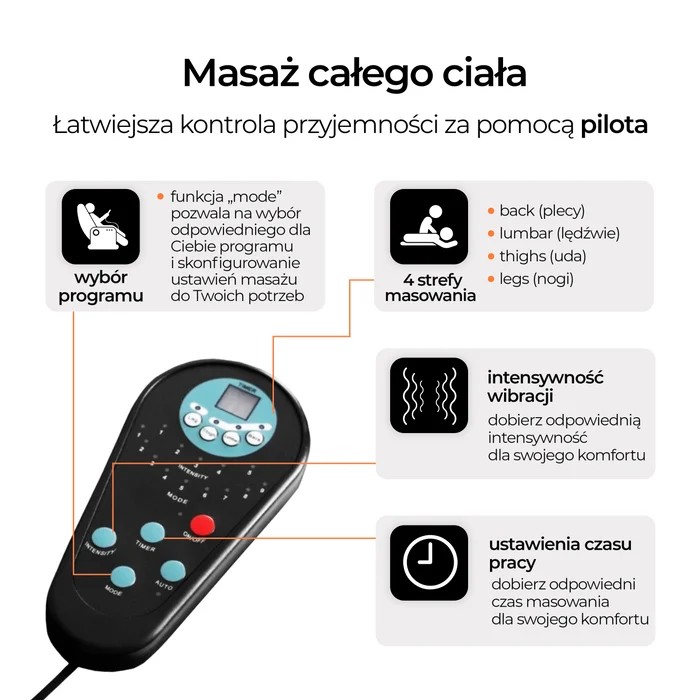 Fotel Rozkładany Obrotowy Masujący z Podnóżkiem SPIKE 2 Czarny Nowoczesny