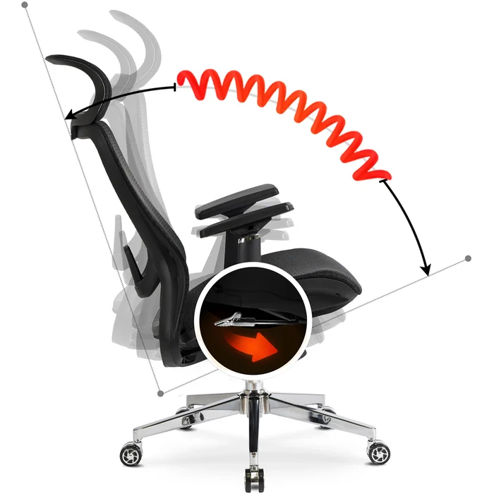 Fotel Biurowy Ergonomiczny Obrotowy LITOS Czarny Nowoczesny