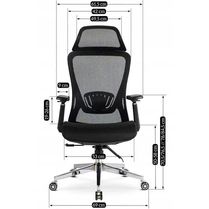 Fotel Biurowy Ergonomiczny Obrotowy LITOS Czarny Nowoczesny