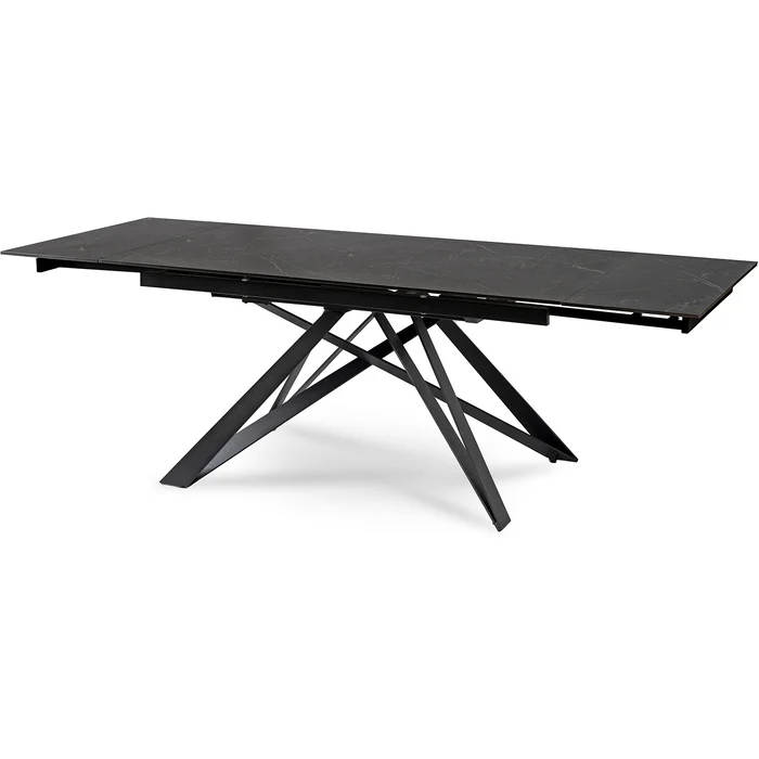 Stół Rozkładany Prostokątny MAXIME 160-240 cm Ceramiczny Czarny Marmur do Jadalni Nowoczesny Loft