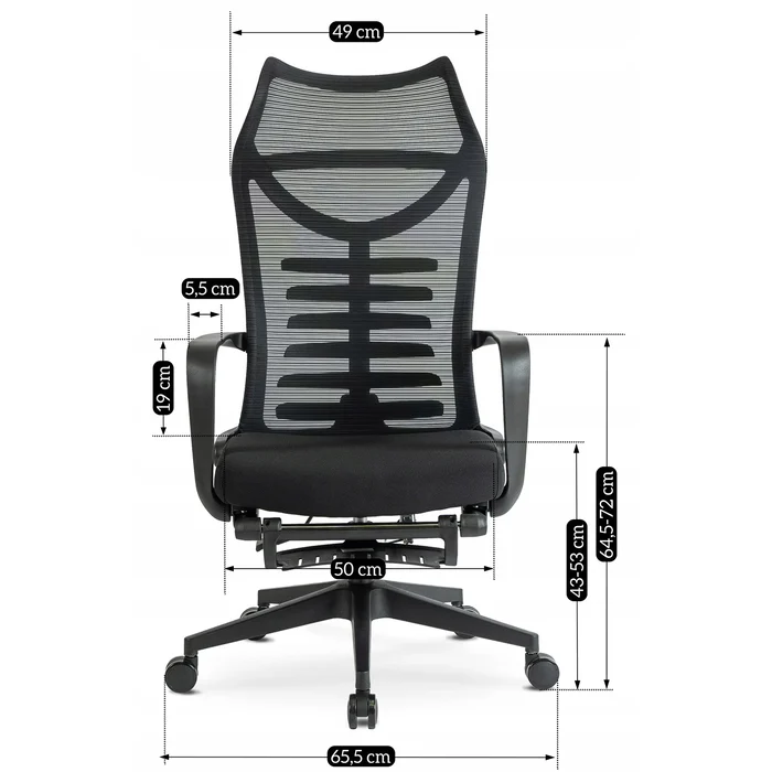 Fotel Biurowy Ergonomiczny Obrotowy z Podnóżkiem ACTON Czarny