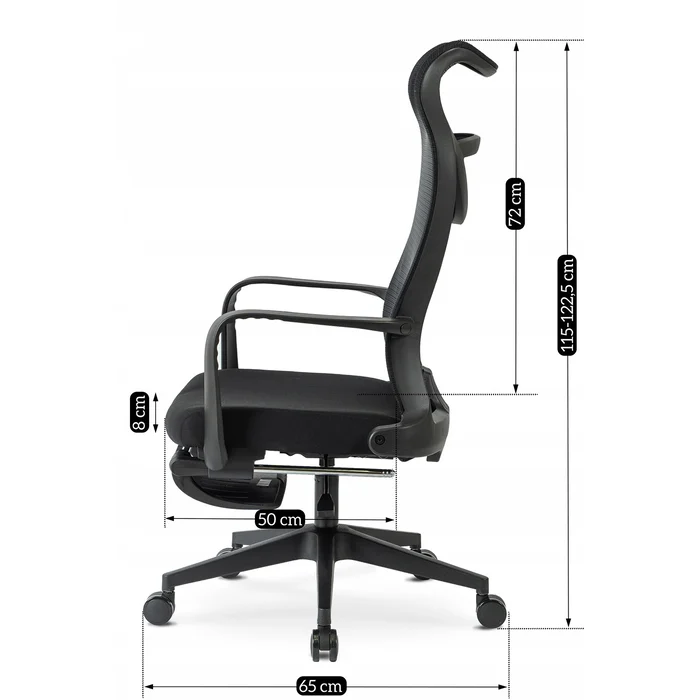Fotel Biurowy Ergonomiczny Obrotowy z Podnóżkiem ACTON Czarny
