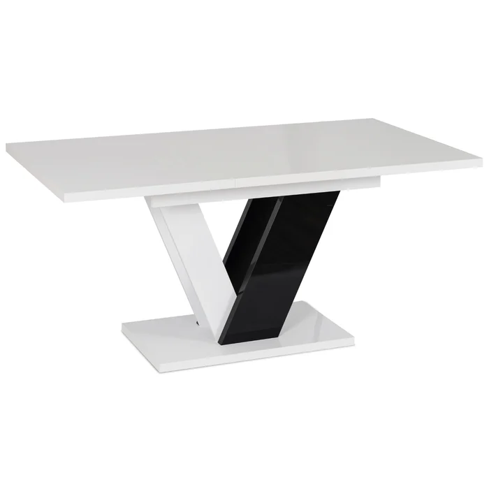 Stół Prostokątny Rozkładany CLARK 120-160 cm Czarny/Biały Połysk Glamour