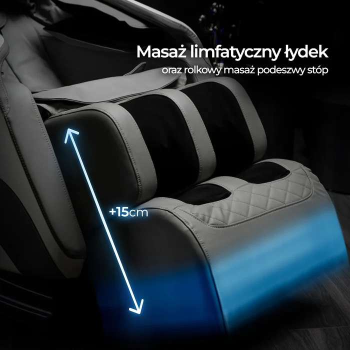 Fotel Masujący VX MAX Wypoczynkowy Relaksacyjny Szary Ekosk&oacute;ra Nowoczesny
