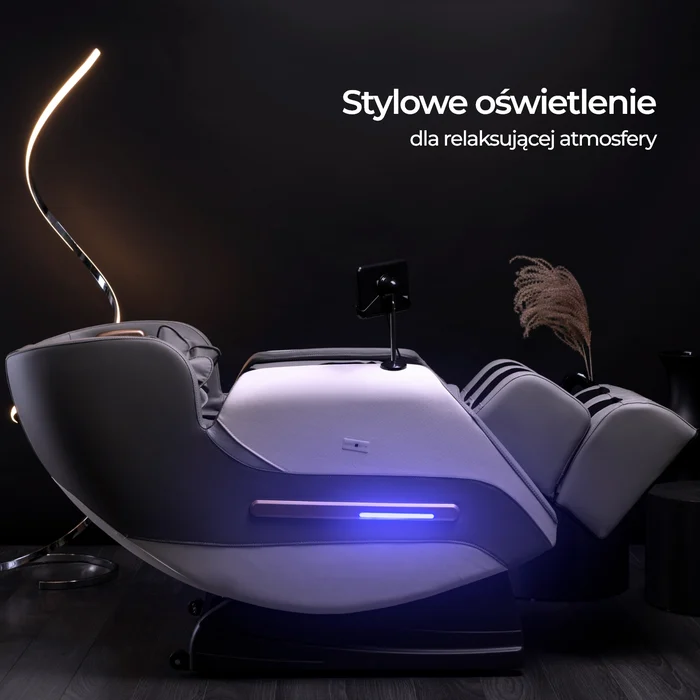 Fotel Masujący VX MAX Wypoczynkowy Relaksacyjny Szary Ekosk&oacute;ra Nowoczesny