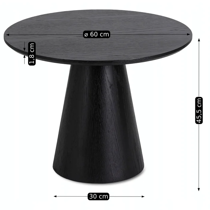 Stolik Kawowy CASSANDER 60 cm Czarny Nowoczesny Loft
