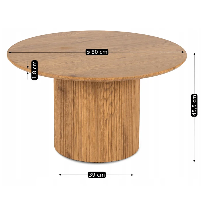 Stolik Kawowy MAYLIN MAX 80 cm Dąb Nowoczesny Loft