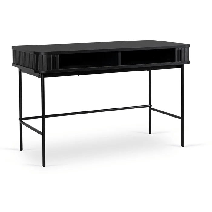 Biurko Rozsuwane TRISH 120 cm Czarne Ryflowane Nowoczesne Loft