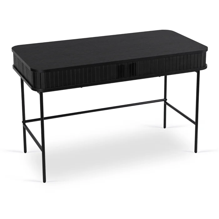 Biurko Rozsuwane TRISH 120 cm Czarne Ryflowane Nowoczesne Loft