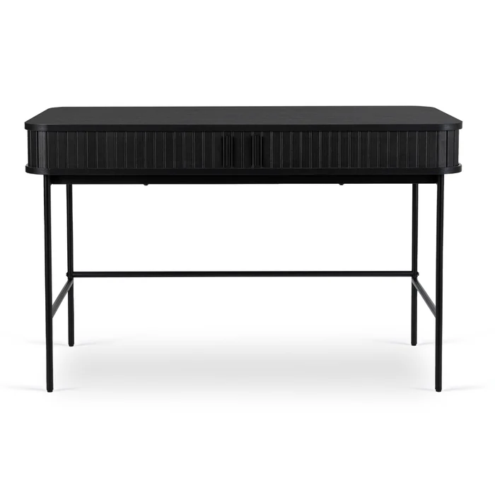 Biurko Rozsuwane TRISH 120 cm Czarne Ryflowane Nowoczesne Loft