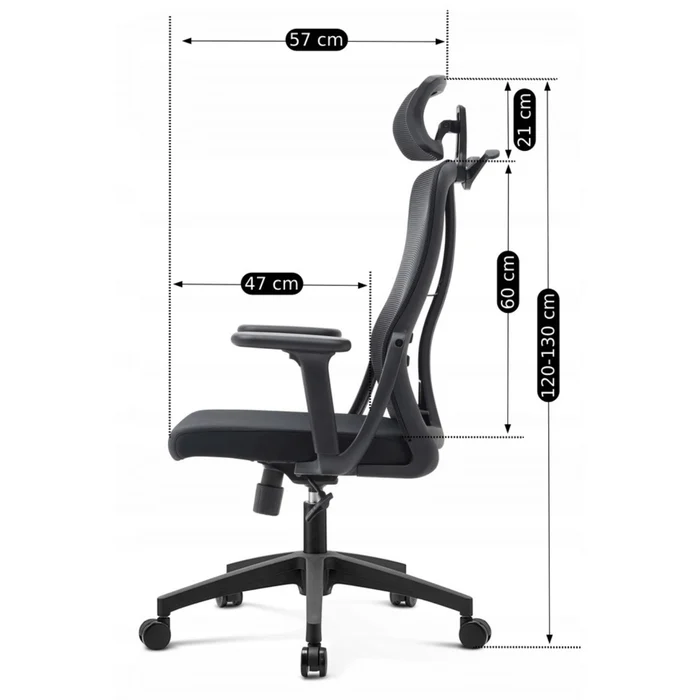 Fotel Biurowy Ergonomiczny Obrotowy JULIET Wentylowany Czarny Nowoczesny