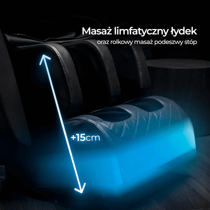 Fotel Masujący VX MAX Wypoczynkowy Relaksacyjny Czarny Ekoskóra Nowoczesny